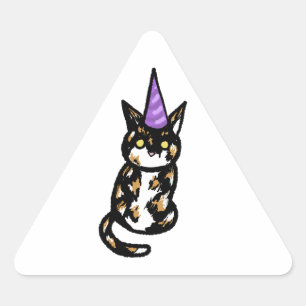 Pegatina Triangular Calico Cat Celebration Sticker