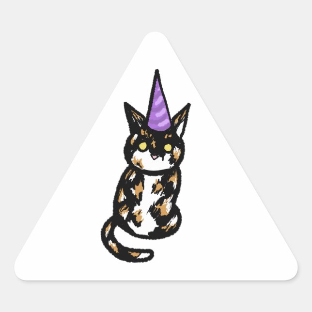Pegatina Triangular Calico Cat Celebration Sticker (Anverso)