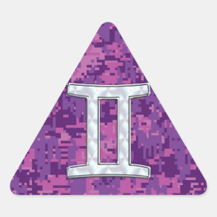 Pegatina Triangular Camuflaje digital con símbolo del zodiaco Géminis