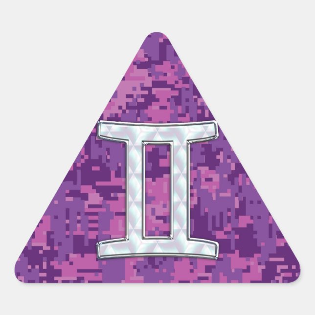 Pegatina Triangular Camuflaje digital del símbolo zodiaco de Pearl Lik (Anverso)