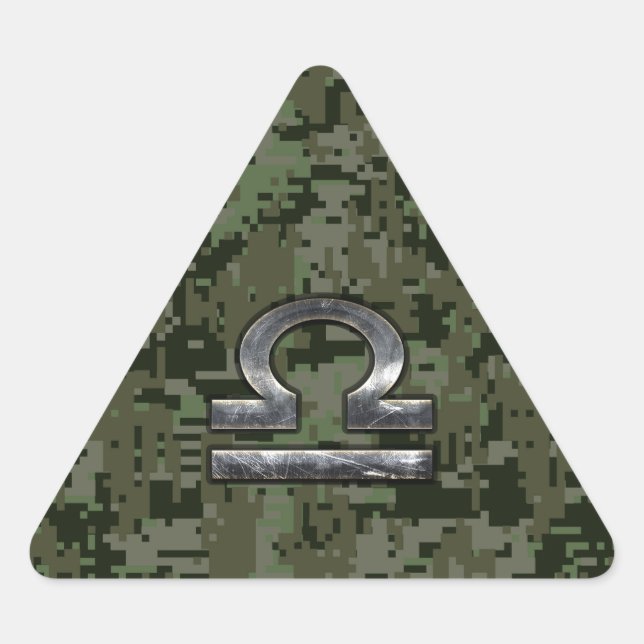 Pegatina Triangular Camuflaje Digital Libra Zodiac Rótulo Woodland (Anverso)