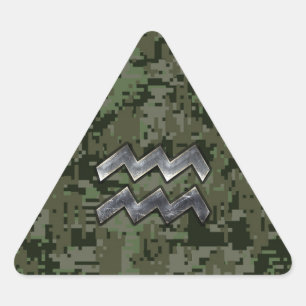 Pegatina Triangular Camuflaje digital verde del Rótulo Aquarius Zodiac