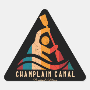 Pegatina Triangular Canal Kayaking Retro Champlain