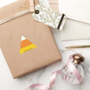 Pegatina Triangular Candy Corn Halloween personalizado