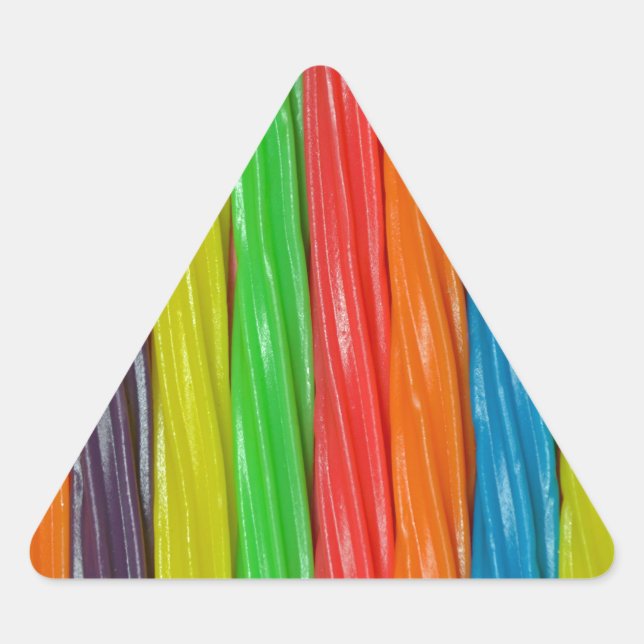 Pegatina Triangular Caramelos de regaliz de color arcoiris (Anverso)