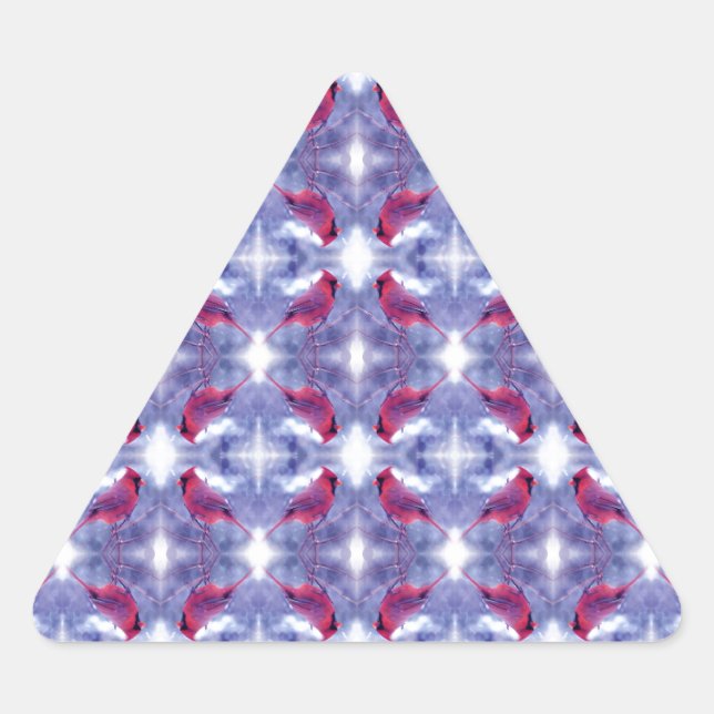 Pegatina Triangular Cardenales en la nieve (Anverso)