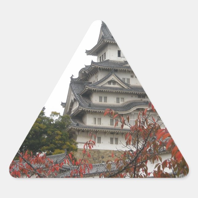 Pegatina Triangular Castillo de Viajes Himeji (Anverso)