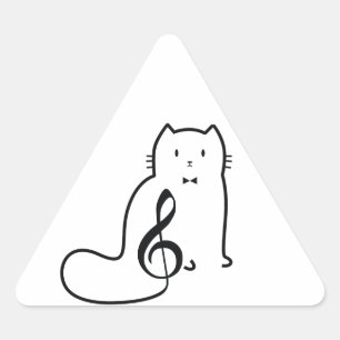 PEGATINA TRIANGULAR CAT Y NOTA MUSICAL