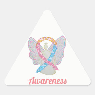 Pegatina Triangular CDH Awareness Ribbon Angel Personalizado Decretos