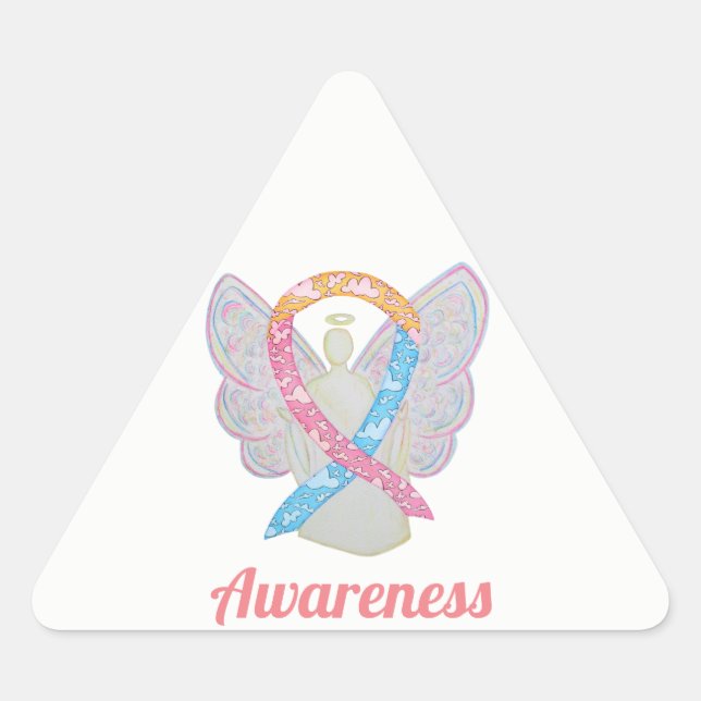 Pegatina Triangular CDH Awareness Ribbon Angel Personalizado Decretos  (Anverso)
