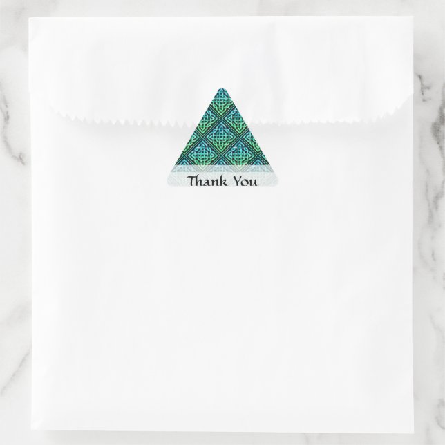 Pegatina Triangular Celta de Nudos Agradecido - Azul Verde Gracias (Bolso)