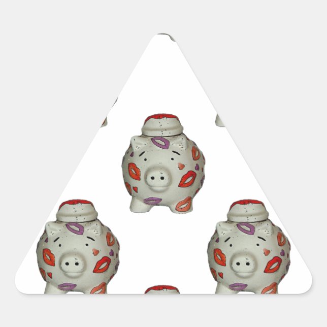 Pegatina Triangular Cerdo labial Adorable (Anverso)