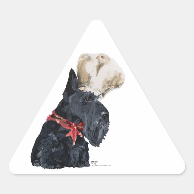 Pegatina Triangular Chef de Terrier Escocés (Anverso)
