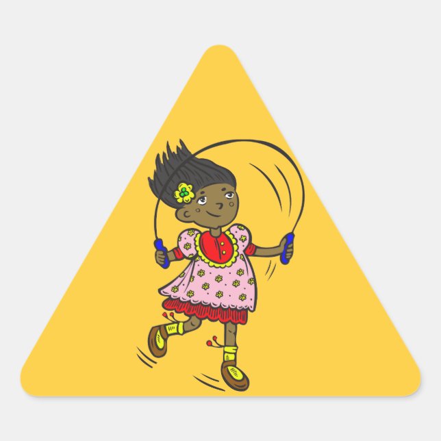 Pegatina Triangular Chica Jumping Rope (Anverso)