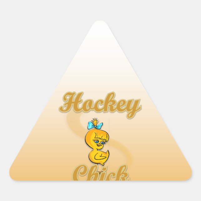 Pegatina Triangular Chick de hockey (Anverso)