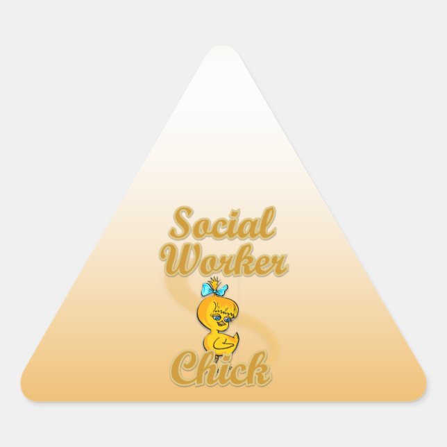 Pegatina Triangular Chick de trabajador social (Anverso)
