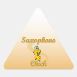 Pegatina Triangular Chick saxofón