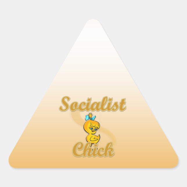 Pegatina Triangular Chick socialista (Anverso)