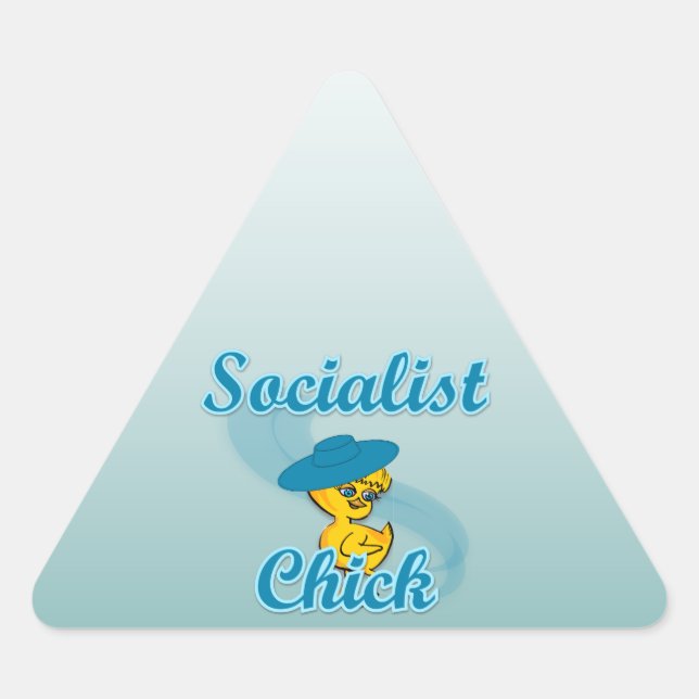 Pegatina Triangular Chick socialista #3 (Anverso)