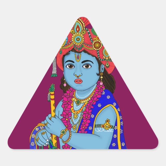 Pegatina Triangular Child Krishna Sticker (Anverso)