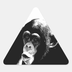 Pegatina Triangular Chimpancé blanco negro