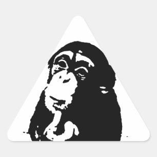 Pegatina Triangular Chimpancé de pensamiento de arte pop
