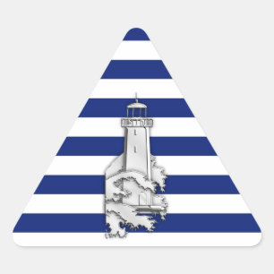 Pegatina Triangular Chrome Like Lighthouse on Nautical Stripes