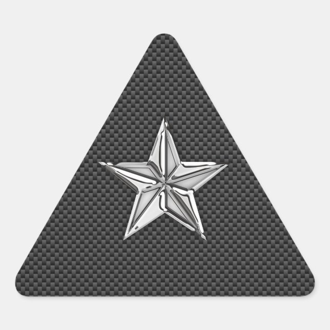 Pegatina Triangular Chrome Nautical Star on Carbon Fiber (Anverso)