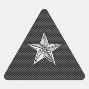 Pegatina Triangular Chrome Nautical Star on Carbon Fiber