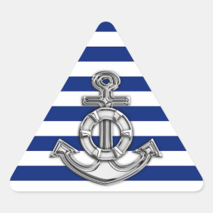 Pegatina Triangular Chrome Style Lifesaver on Nautical Stripes