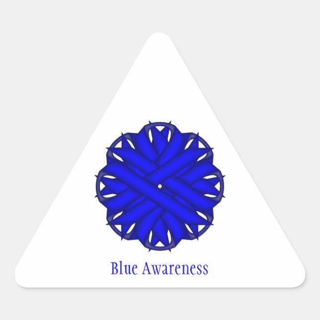 Pegatina Triangular Cinta de flores azules de Kenneth Yoncich (Anverso)
