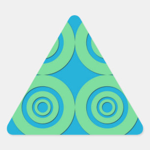 Pegatina Triangular Círculos Turquesa Verde Menta Patrón Moderno