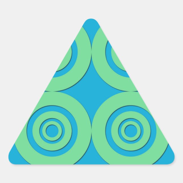 Pegatina Triangular Círculos Turquesa Verde Menta Patrón Moderno (Anverso)