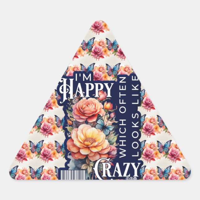 Pegatina Triangular Cita feliz divertida por toda la impresión (Anverso)