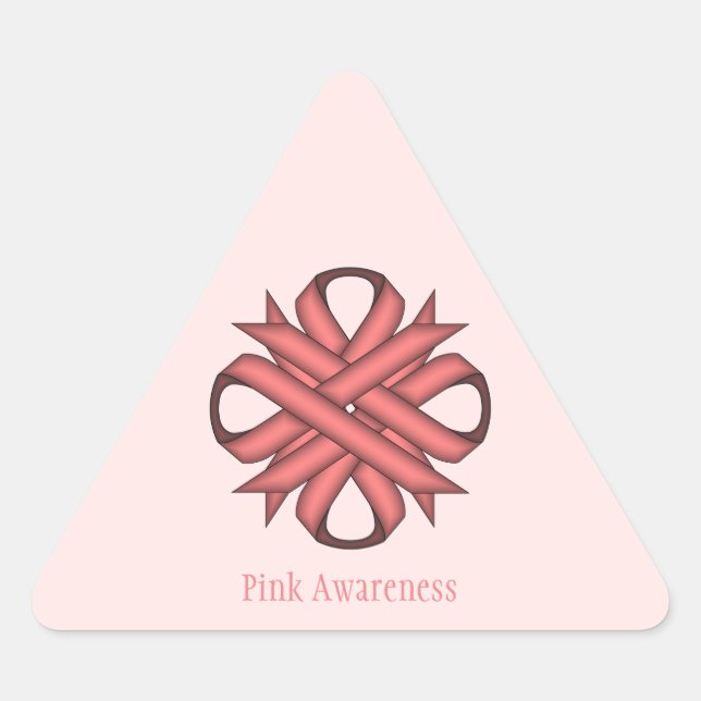 Pegatina Triangular Clover Ribbon rosa por Kenneth Yoncich (Anverso)
