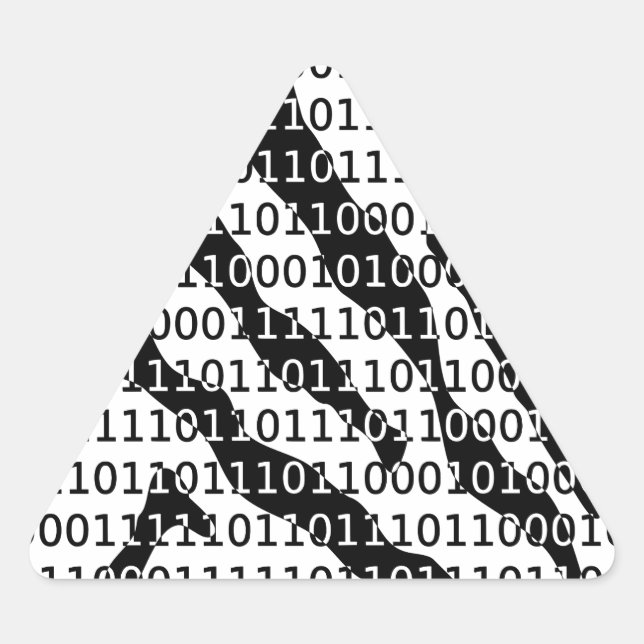 Pegatina Triangular Código binario de cebra negra y blanca (Anverso)