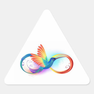 Pegatina Triangular Colibrí arcoiris con símbolo Infinity