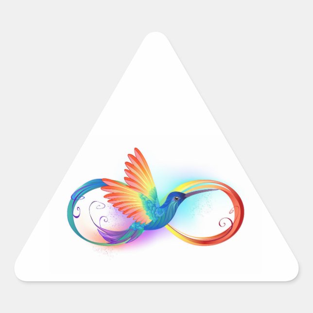Pegatina Triangular Colibrí arcoiris con símbolo Infinity (Anverso)