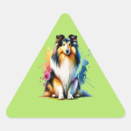 Pegatina Triangular Collie Dog