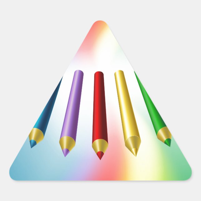 Pegatina Triangular Colores de lápices (Anverso)