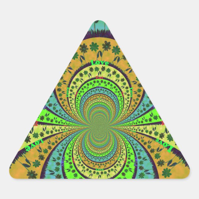 Pegatina Triangular Colores tradicionales africanos Arte floral Kaleid (Anverso)