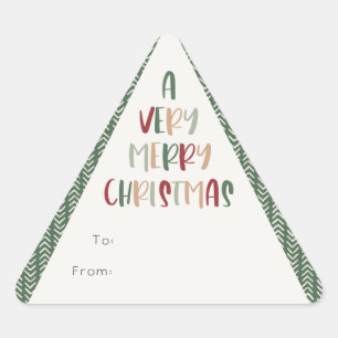 Pegatina Triangular Colorido Casual Verde Un Regalo De Navidad Muy Fel