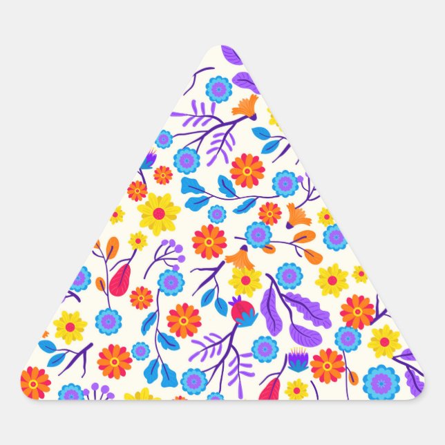 Pegatina Triangular Colourful Exotic Floral Pattern-23146 (Anverso)