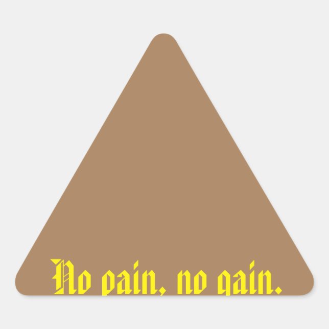 Pegatina Triangular comillas de motivación de gimnasio y marrón claro (Anverso)