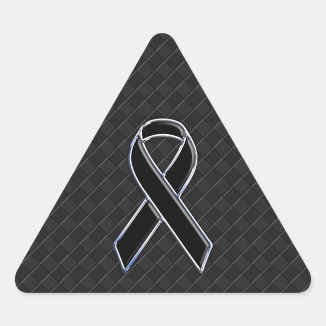 Pegatina Triangular Conciencia de la cinta de estilo cromado negro (Anverso)