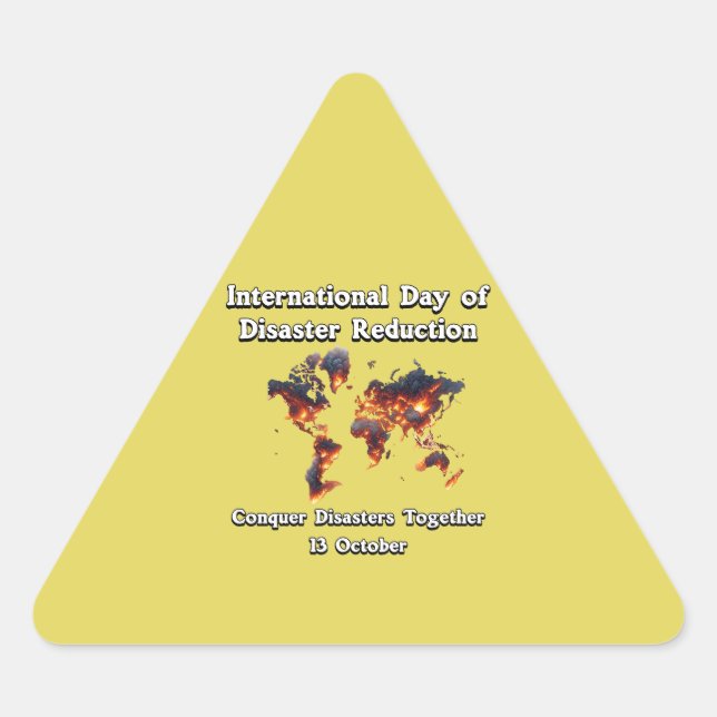 Pegatina Triangular Conquistar Los Desastres Juntos. 13 de octubre (Anverso)