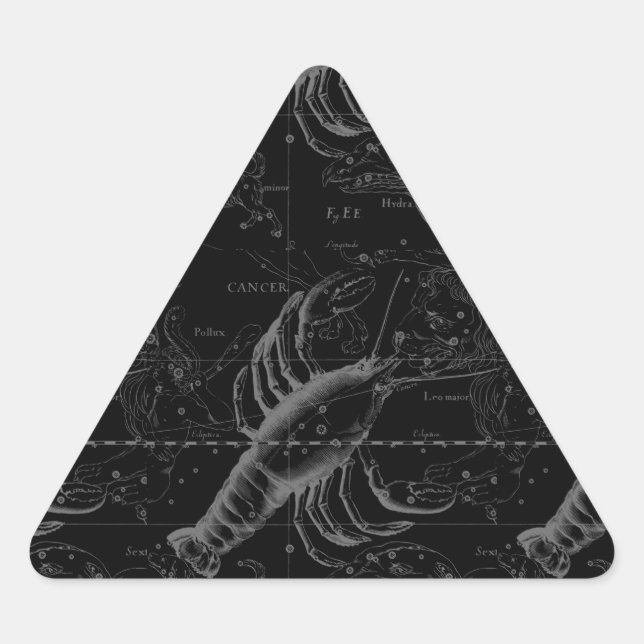 Pegatina Triangular Constelación del cáncer Hevelius 1690 en negro (Anverso)