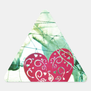 Pegatina Triangular Corazón Rojo de Caballo Blanco Valentine