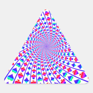 Pegatina Triangular Corazones coloridos, diamantes, espadas y clubes