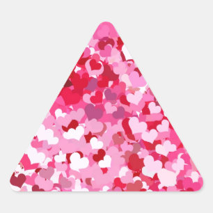 Pegatina Triangular Corazones confetti rosadas